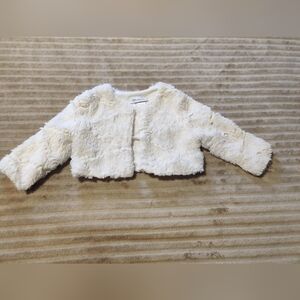 Bonnie Jean Girls Size 6 Ivory White Fur Bolero Shrug Sweater Jacket